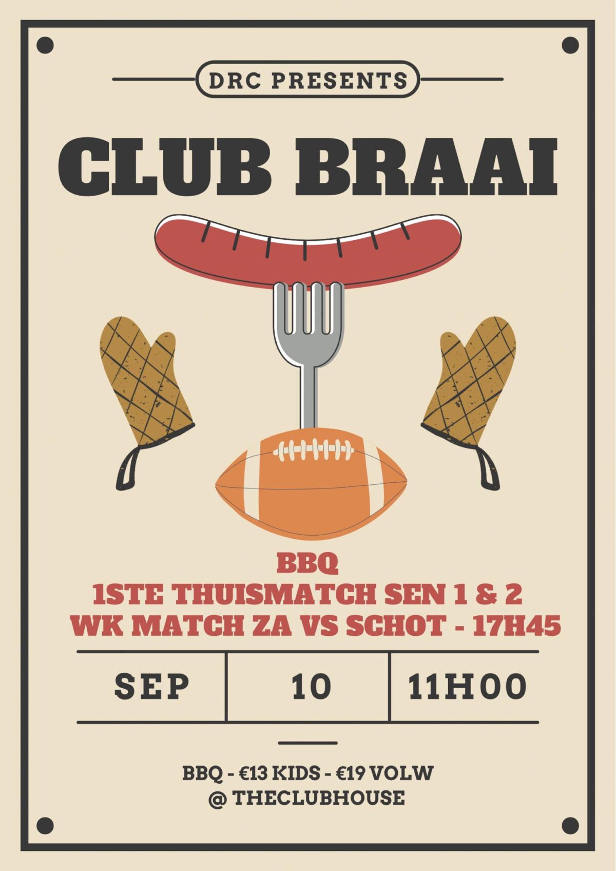 Club BBQ Zondag 10 september